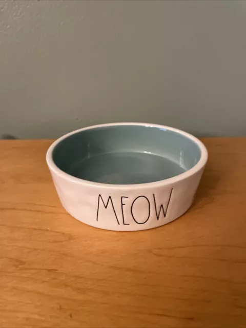 Rae Dunn Magenta Kitten Cat Food Water Bowl Meow Bumpy Outside