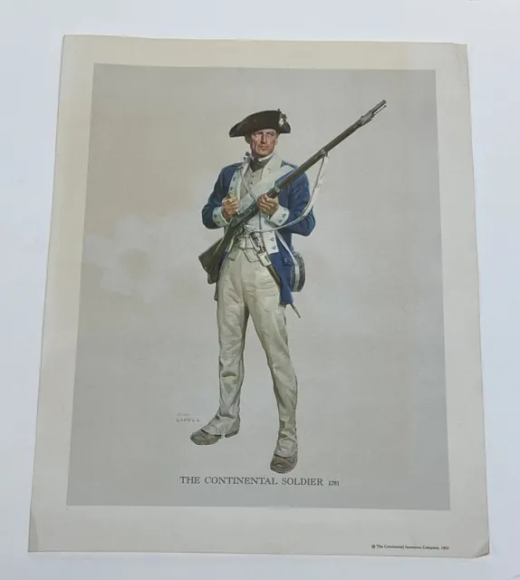 1962 Continental Insurance Soldier 1781 Tom Lovell Art DISCOLORED Lithograph