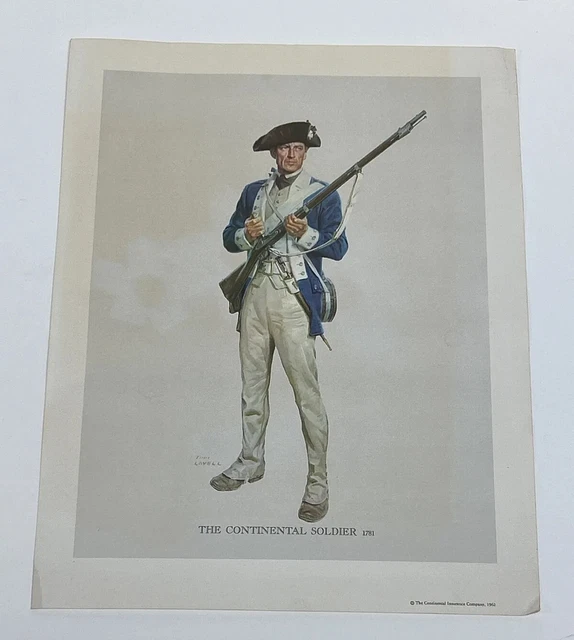 1962 Continental Insurance Soldier 1781 Tom Lovell Art DISCOLORED Lithograph