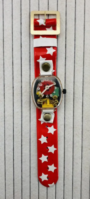 MERRY Manufacturing Co. Wrist Watch See Saw Teeter Totter Gears Vintage USA