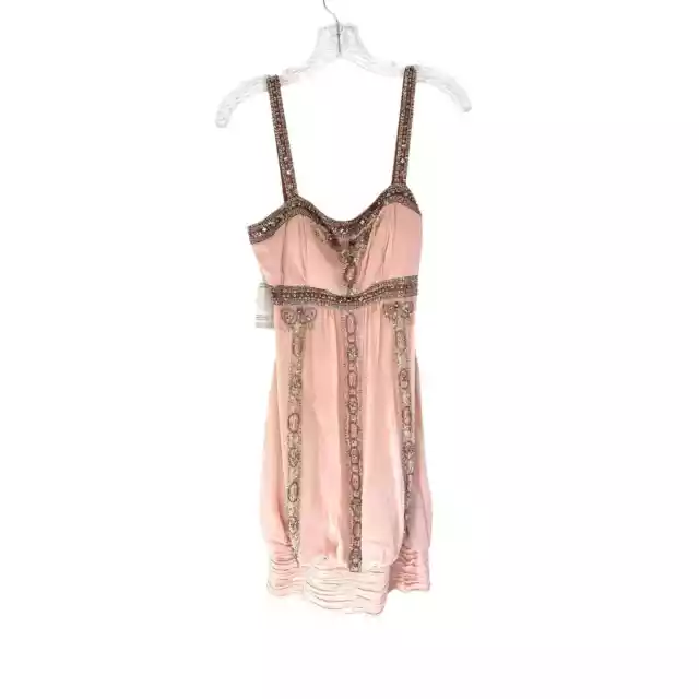 NWT Sue Wong Nocturne Blush Pink Beaded Sequin Cocktail Dress Size 4