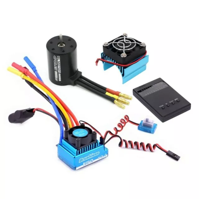 120A Waterproof Brushless Esc+ 3900KV Motor+ Cooling Fan For HSP HPI 1/10 RC Car 2