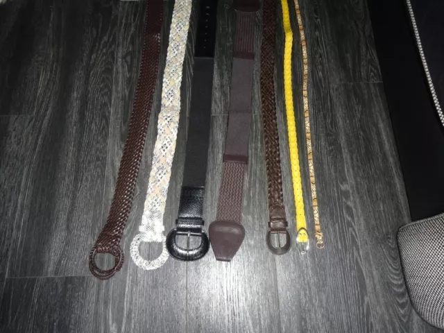 7  Ladies Belts Various Different Colours Size Approx 10/12