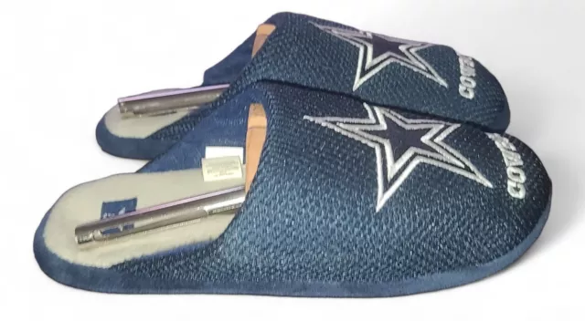 NFL Dallas Cowboys Slippers Small Mens Size 7-8 Plush Lined Logo Embroidered