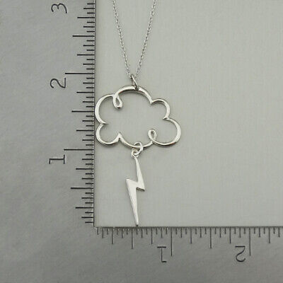 Cloud with Lightning Bolt Pendant Necklace - 925 Sterling Silver Storm Thunder 3