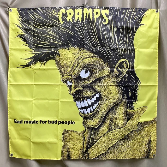 The Cramps Flag Bad Music For Bad People Cover Banner Tapestry 4x4 ft Poster The Cramps Flag Bad Music For Bad People Cover Banner Tapestry 4x4 ft Poster