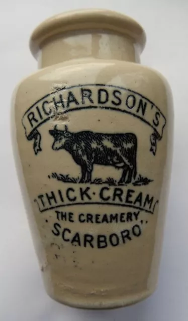 Richardson Scarborough black print cream pot / jar c1900-10