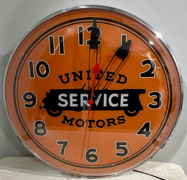 UNITED MOTORS SERVICE Lighted Advertising Pam Clock FREE SHIPPING 379.