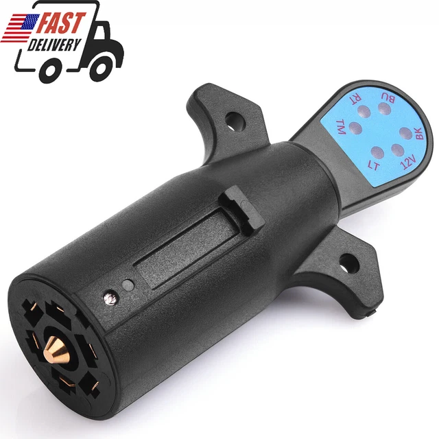 7 WAY RV Blade Trailer Light Wiring Tester Hitch LED 7Pin Plug