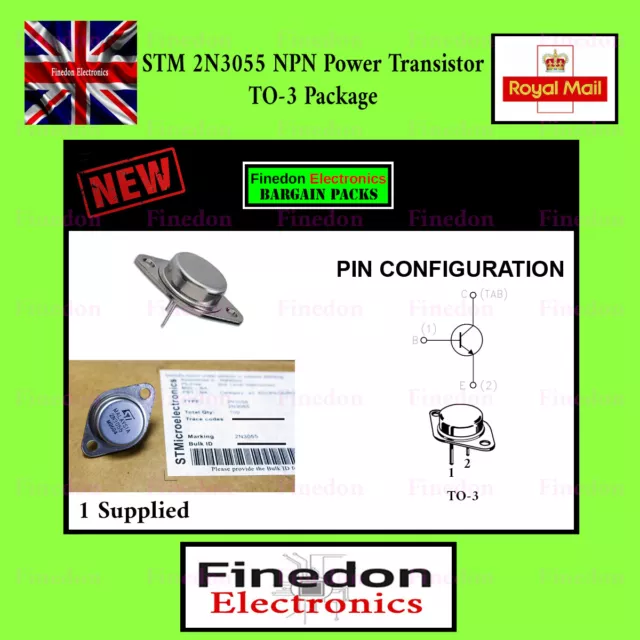 STM 2N3055 NPN Power Transistor TO-3 100V 15A 115W Power Supply Regulators