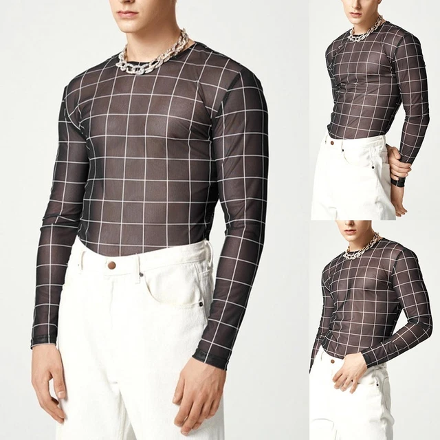 Maglia Uomo Trasparente A Maniche Lunghe - Top Sexy Per Palestra E Club - Foto 6