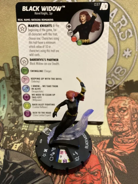 Heroclix Marvel Avengers Defenders War Black Widow 037 Rare Figure W/Card