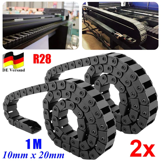 2 pezzi catena di alimentazione gestione cavi catena di traino CNC 10 x 20 mm 1M R28 portafili DHL