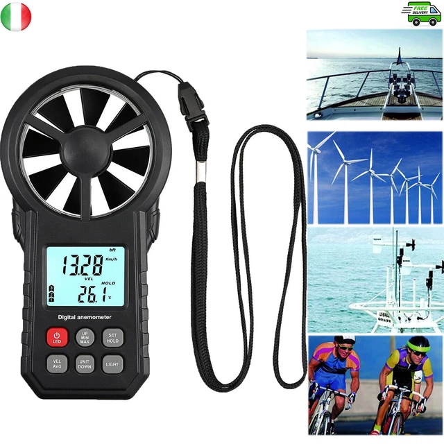 Anemometro Digitale Portatile Misuratore di Velocità del Vento Tester LCD 30m/s