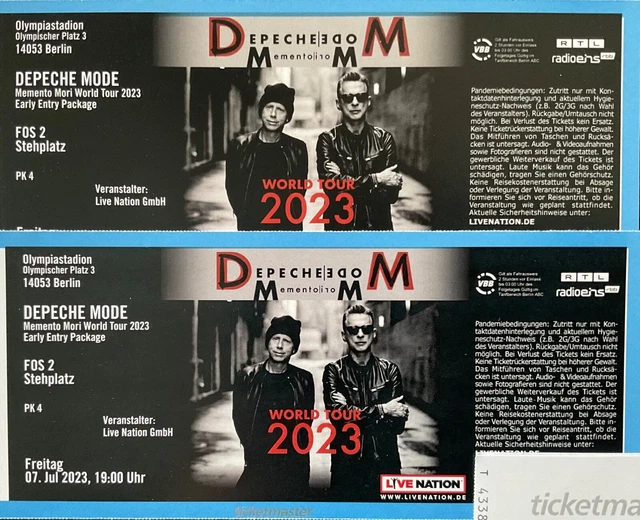 2 Tickets Berlin | DEPECHE MODE | Early Entry | FOS 2 am 07.07.2023