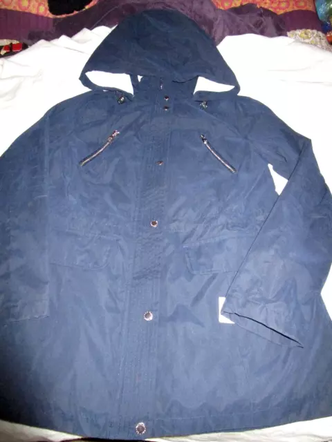 Nwt $150 Nautica Womens Hooded Rain/Wind Resistant Midweight Jacket Coat Navy Xl