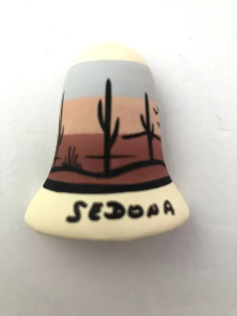 Sedona Arizona Hand Painted Pottery Fridge Magnet Souvenir Saguaro Cactus