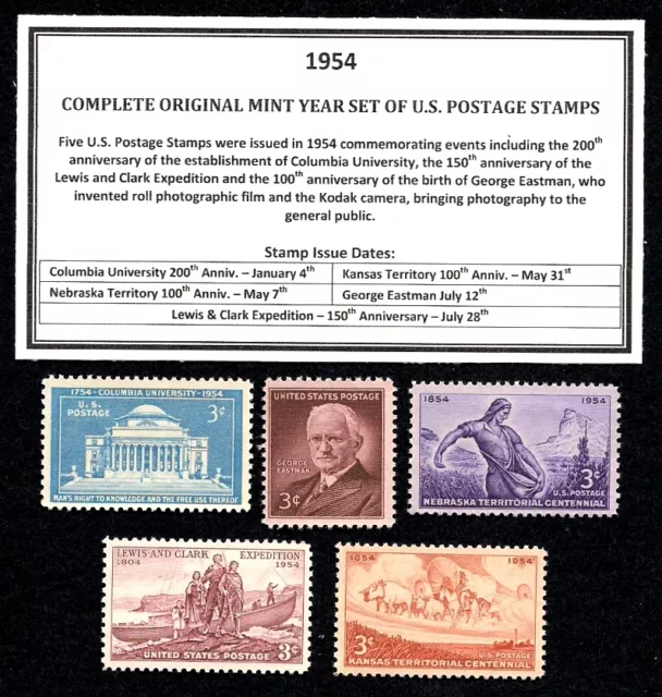 1954 Complete Year Set Of Mint -Mnh- Vintage U.s. Postage Stamps