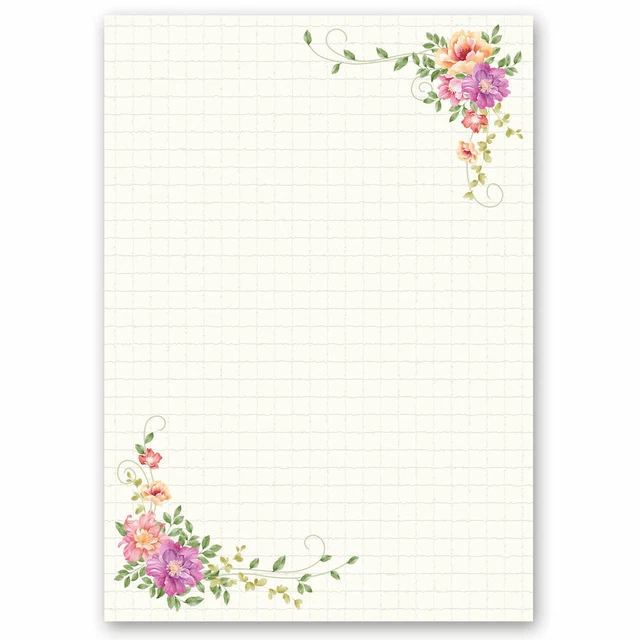 Papier à Lettres A4 Motif Floral Eucalyptus – Lot De 50 Feuilles Recto-verso – 90 G/m² – Pour Correspondance, Invitations – Imprimé En Allemagne