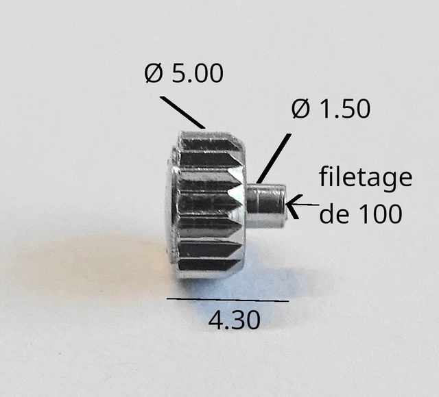 Tige Remontoir Et Couronne Chromée LIP T.18 - Pièce Détachée Horlogerie - Stock LIP