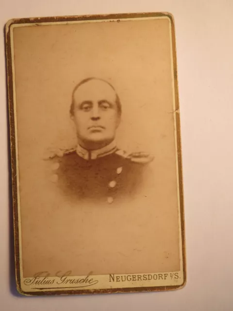 Neugersdorf i. S. - Soldat in Uniform mit Epauletten - Offizier / CDV