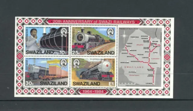 Swaziland 1984 SG MS 470 Railway Anniversary  MNH