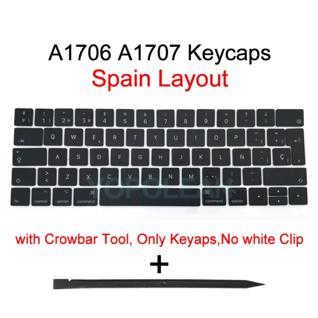 Spain Keyboard keys keycaps For Macbook Pro Retina 13" A1706 15" A1707 2016 2017