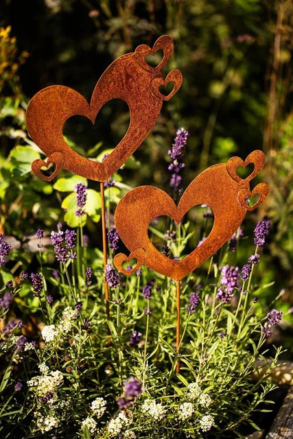 Rost Herz Gartenstecker