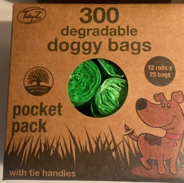 300 Dog poo bags strong rolled large degradable handles puppy poop waste bag