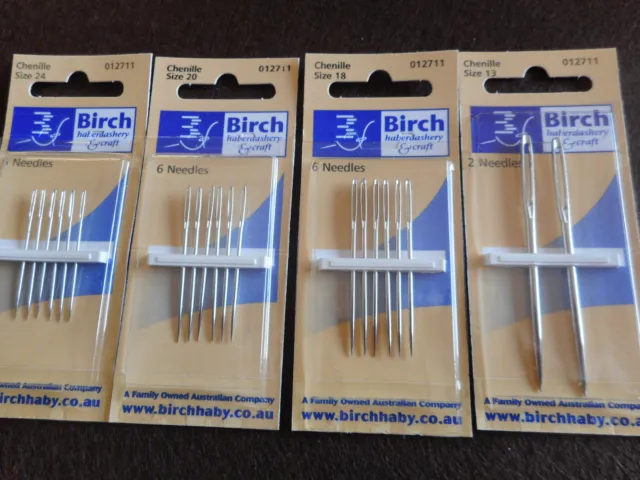 Chenille Needles, Hand Sewing, Size 13,18,20,24 - Ribbon & Crewel Embroidery