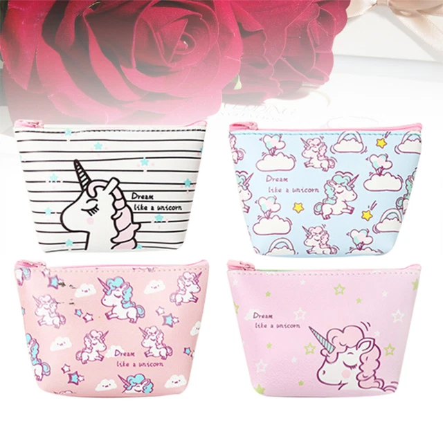 4 pz portafoglio monete unicorno borsa monete borsa monete cartone animato moneta ragazza