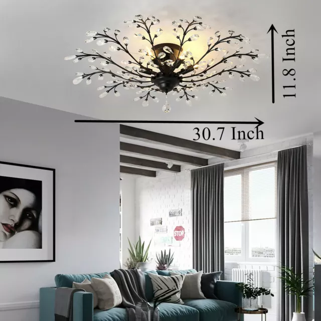 Crystal Branches Ceiling Pendant Lamp Chandelier Bedroom Lighting Fixture