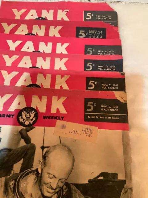 Lot of 6 Vintage 1945 Yank Magazines The Army Weekly