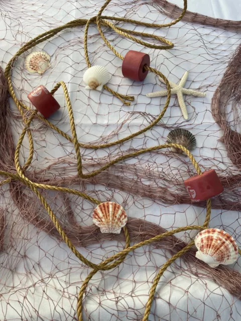 6' X 8' Fishing Net Plastic Lobster, Shells, Starfish Nautical Fish Netting  
