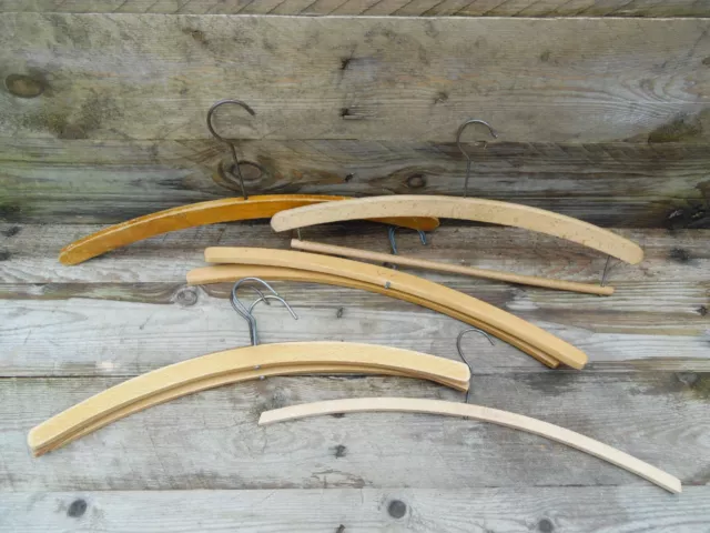 8x Various Vintage Original Wooden Coat Hangers Job Lot #2