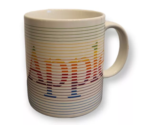 Vintage 80's Apple Macintosh Computer Ceramic Mug Coffee Rainbow USA Mac