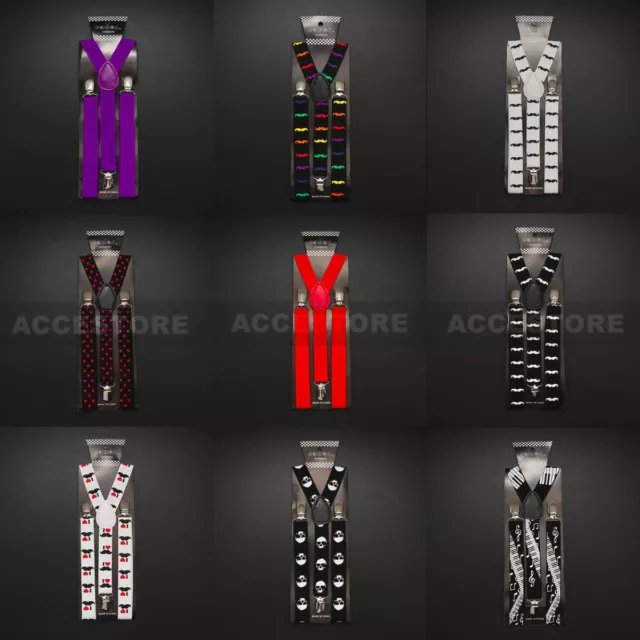 Mens Womens Fashion Clip-on Suspenders Elastic Y-Shape Adjustable Braces Colors
