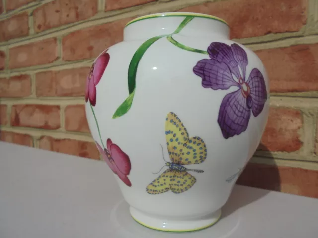 Lynn Chase Designs Porcelain Fantasia Butterfly Bee Flower Vase 5 3/8" Excellent