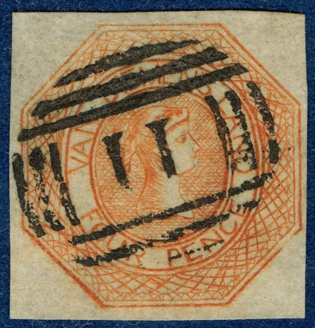 [st1409] AUSTRALIA Tasmania 1853 4d red-orange 4 margins SG 5 cv:£1,000
