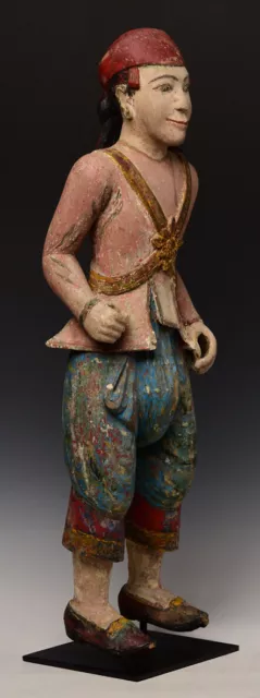 19th Century, Mandalay, Antique Burmese Wooden Standing Figure 12