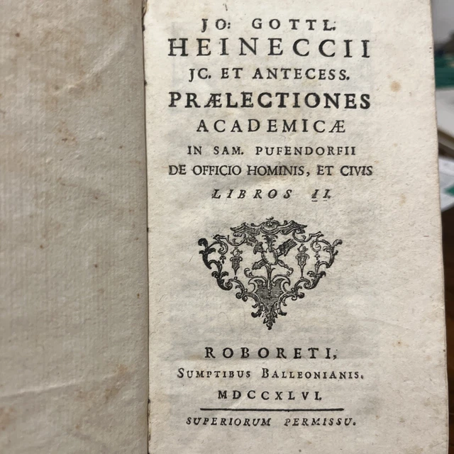 (13e) ROVERETO - Heinecio - De officio Hominis - 1746