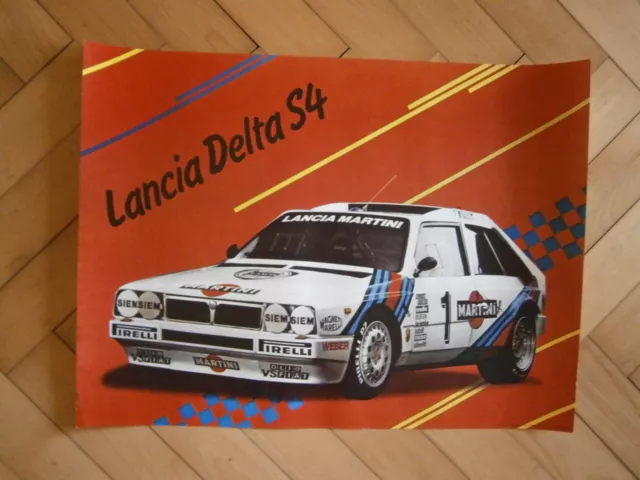 großes originales Poster Lancia Delta S4, Nr. 1 Martini Racing, CSSR um 1986