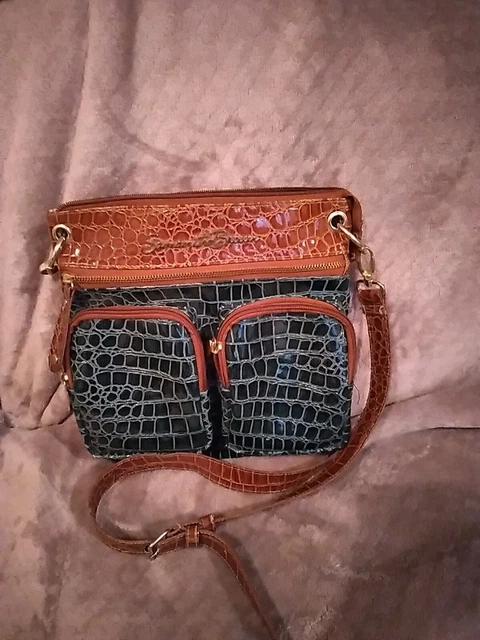 Samantha Brown Purse Green And Brown Croc