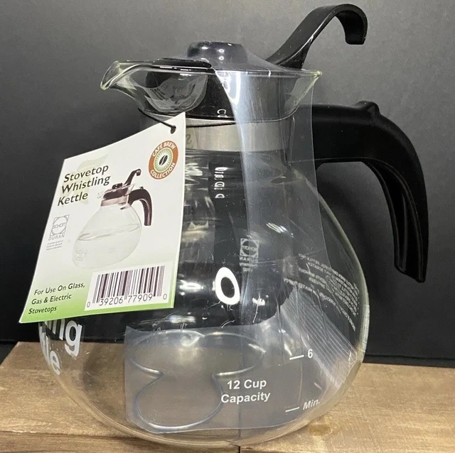 CAFÉ BREW COLLECTION 12 Cup Kettle Stovetop Schott Glass Whistling