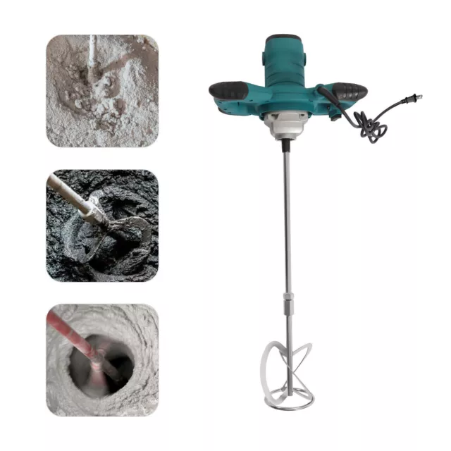 Electric Mortar Plaster Paint Mixer Cement Grout Concrete Stirrer 1 Paddle 2100W
