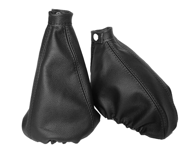 Leather Gear Gaiter And Handbrake Cover Set For Vauxhall Opel Corsa D (2006+) – Black Stitch