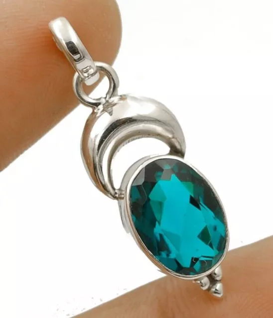 4CT Apatite 925 Solid Sterling Silver Pendant 1 1/2" Long  NW8-9