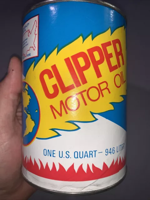 Vintage Original Service Station Auto RARE Clean Clipper Motor Oil Quart Oil Can Vintage Original Service Station Auto RARE Clean Clipper Motor Oil Quart Oil Can