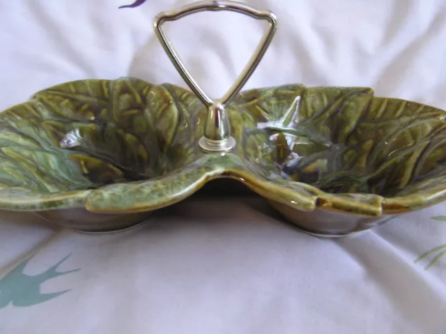 Vintage "California" pottery double leaf serving bowl / dish