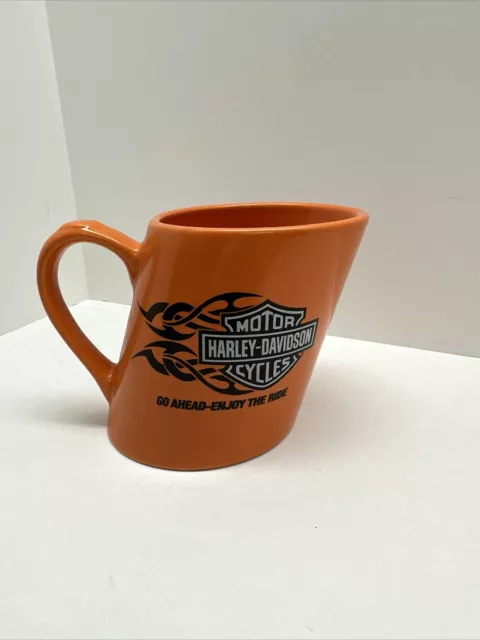Harley-Davidson Coffee Mug 2007 Slanted Orange Go Ahead Enjoy The Ride Cup Mug
